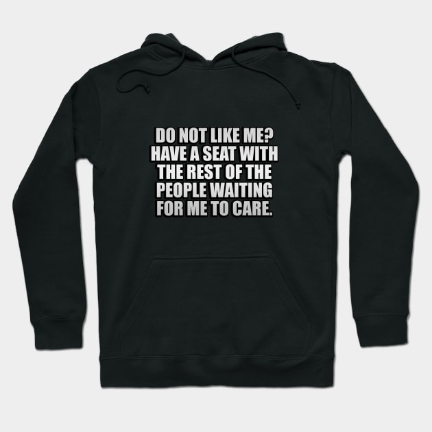 Do Not Like Me Have A Seat Funny Sayings Hoodie by It'sMyTime